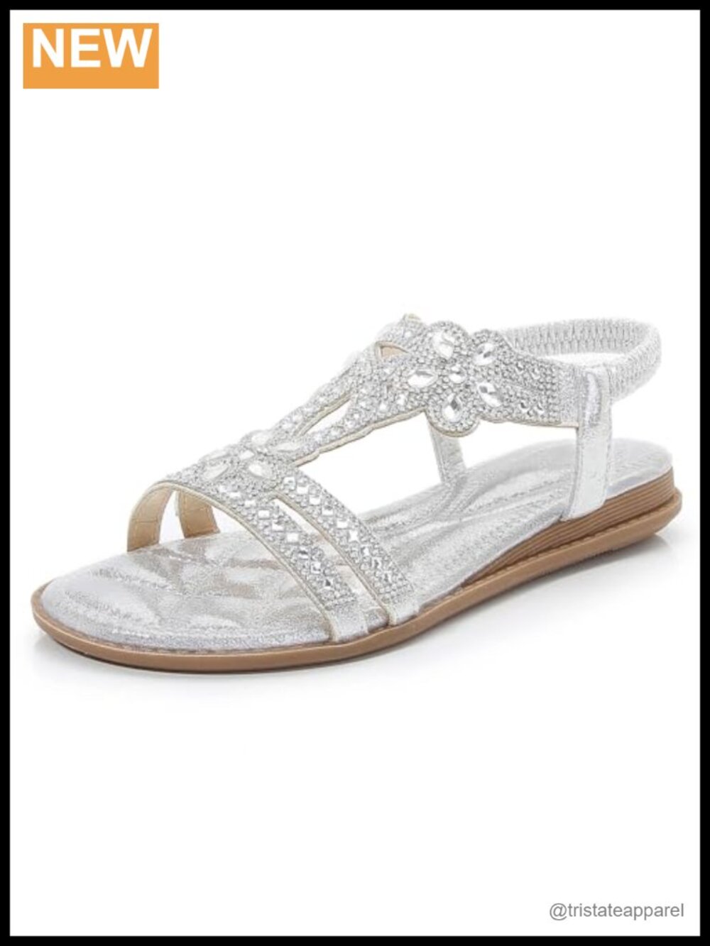 Sparkly Rhinestone Strappy Flat Sandals - Open Toe Bohemian Beach Wedding Shoes